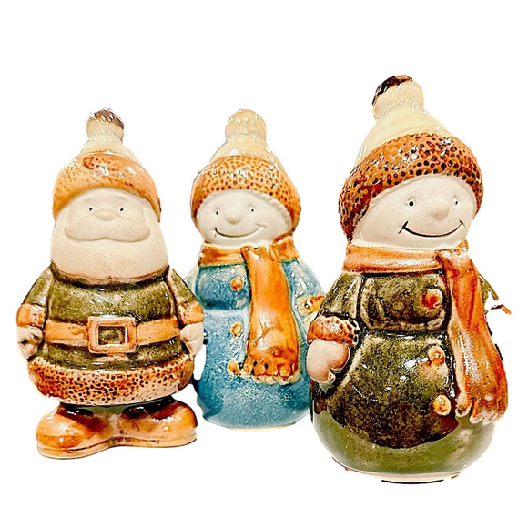 Christmas Santa Claus & Snowmen Ceramic Figurine Home Decor - Picture 2 of 4